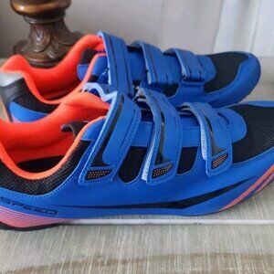 Men's SPEED European Bicycling Shoes EUR Size 47 Blue & Orange Velcro Close NWOB